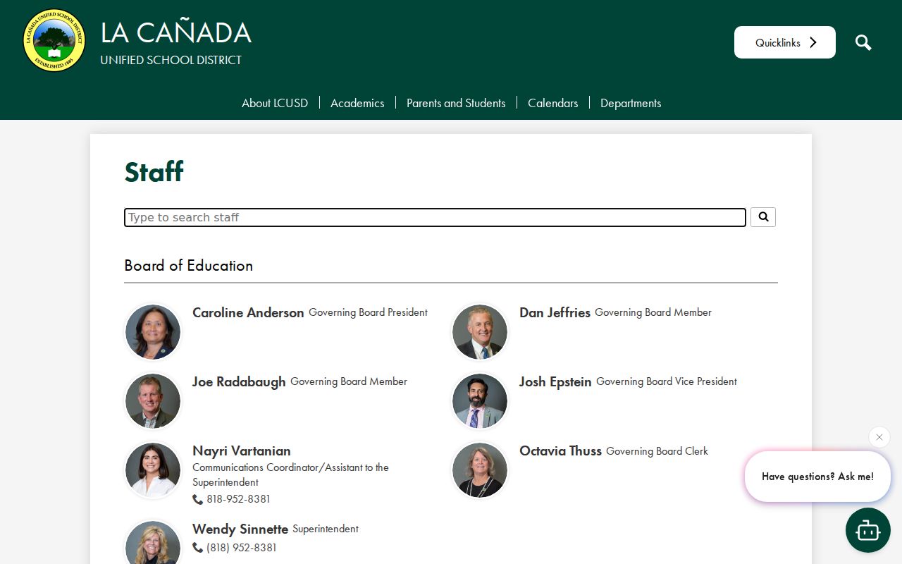 La Cañada Flintridge people search in the LCUSD directory