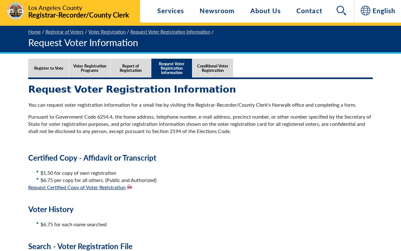 La Cañada Flintridge voter registration records request options