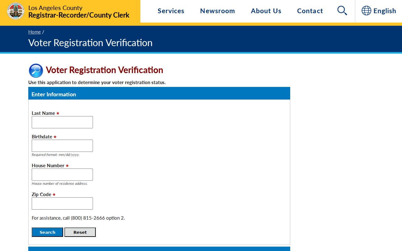 La Cañada Flintridge voter registration verification fields